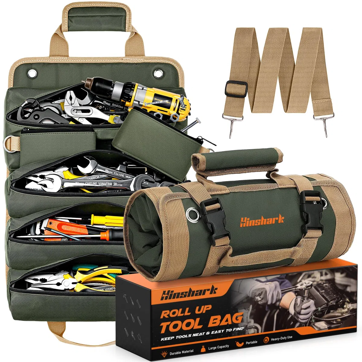 Hinshark Cadeau Homme, Sac à Outils Enroulable, Idee Cadeau Anniversaire Homme Noel Original, Gadget Insolite Utile, Cadeau Papa, Idée Cadeau Secret Santa, Fete des Peres