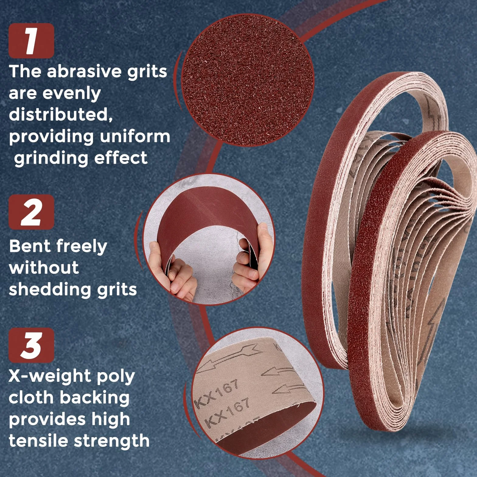 18 Pcs Bandes Abrasives 64mm x 406mm 40 Grain Oxyde D'aluminium Papier Abrasif Pour Ponceuse À Bande Meulage Métal Travail Du Bois Décapage Rouille