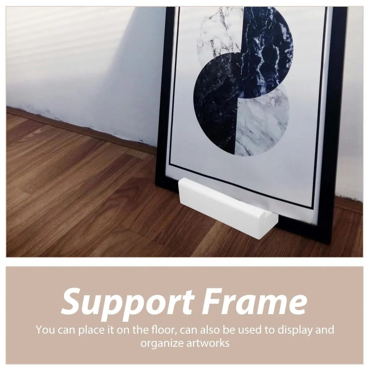 DOITOOL Support de Miroir sur Pied en Bois Blanc Bords Courbés, Design Moderne Élégant, Stabilité Renforcée pour Présentoir à Œuvres d'art Les Intérieurs Contemporains