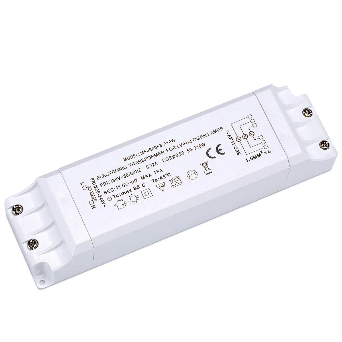 Yafido Halogène Driver Transformateur électronique 50–210W pour Halogènes Ampoule 0.92A 12V AC
