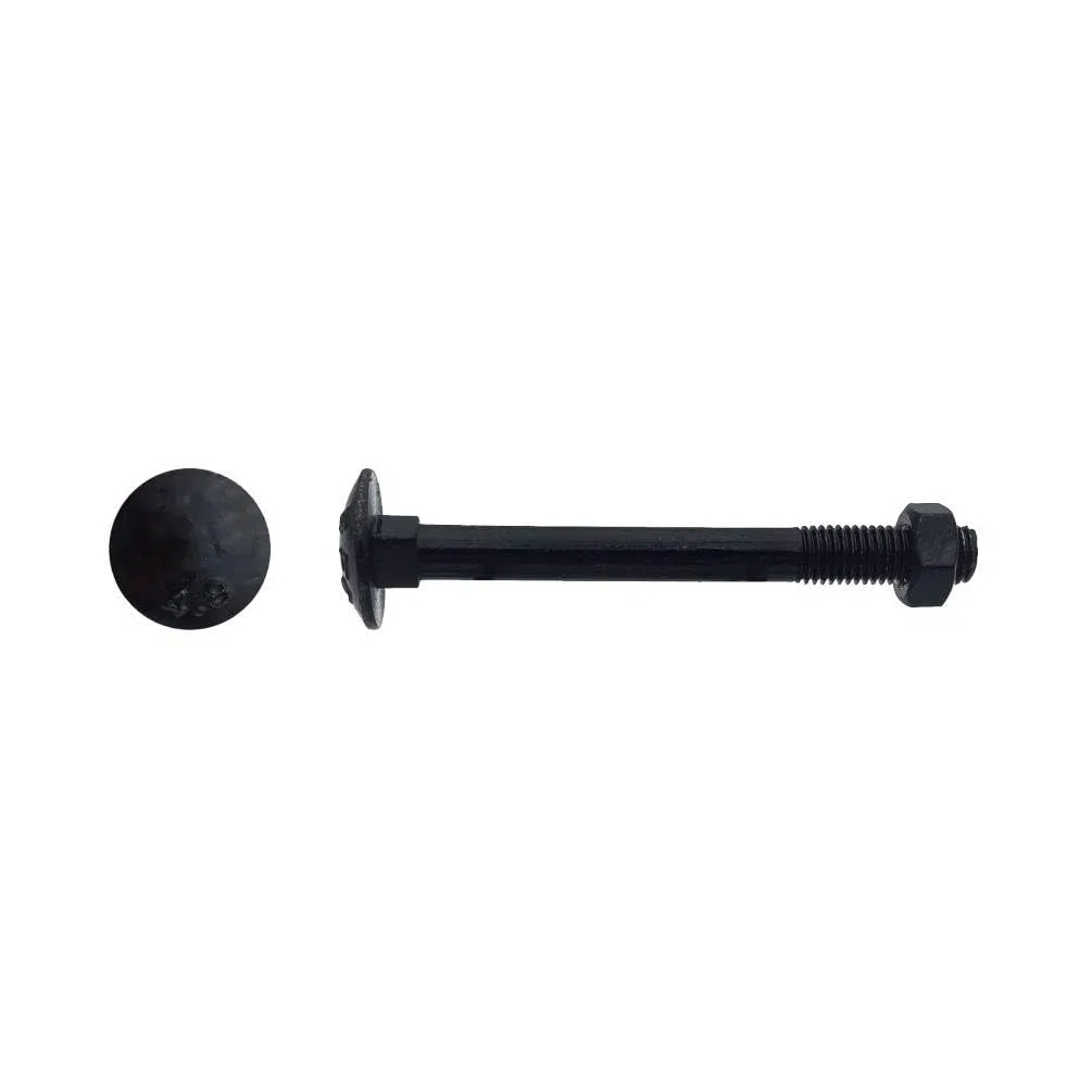 100 Boulons Tête Ronde Collet Carré TRCC 7 x 60 mm - DIN 603 - Zingué Noir - D-Work