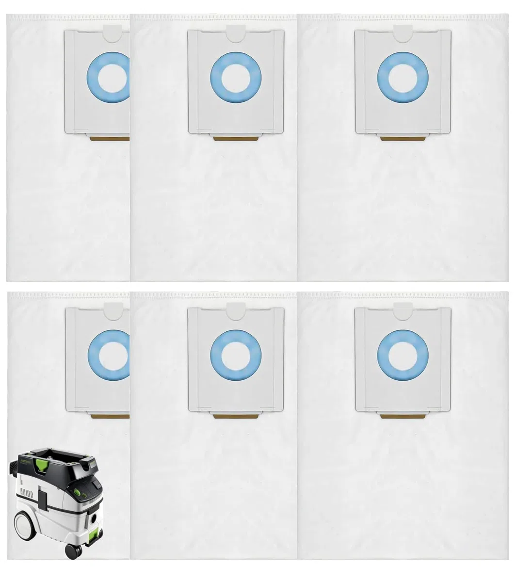 Lot de 6 compatibles sac aspirateur festool 496186 pour sacs aspirateur Festool CT 36 / CTM 36 E/CTL 36 E, 5 couches de grande capacité - Pièces de rechange SC FIS-CT 36