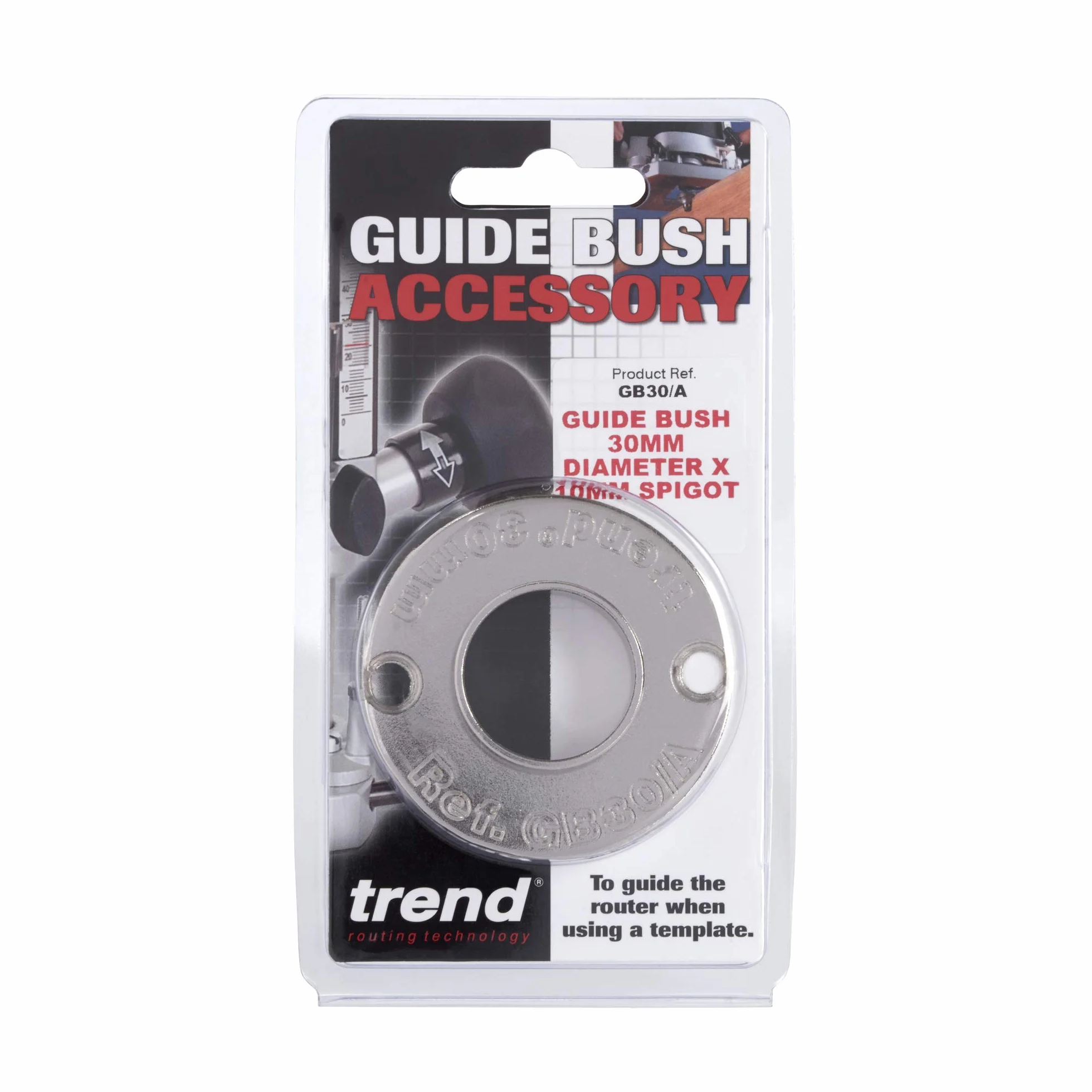 Trend Douille de guidage de gabarit pour défonceuse, douille de guidage de longueur de broche standard de 6 mm pour une utilisation de gabarit commercial, GB30