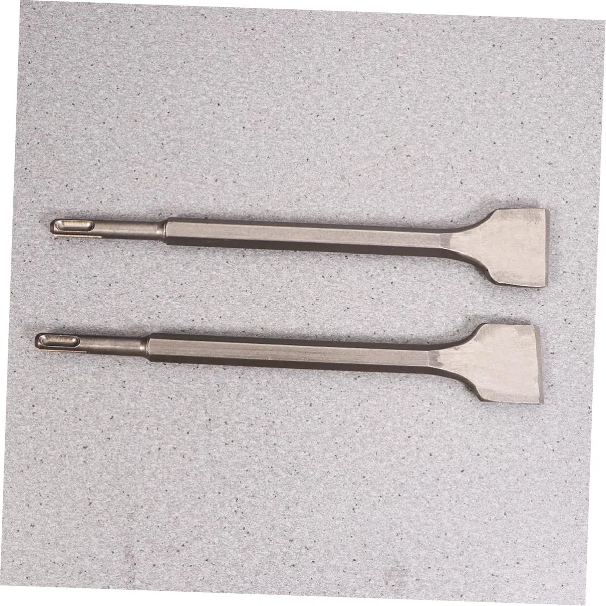 Lot De 2 Burins Plats Élargis Hexagonaux Pour Marteau-perforateur Électrique, Ciseau Plat 14 x 250 x 40 Mm, Acier Traité Peinture, Usage Murs Ciment Brique Pierre
