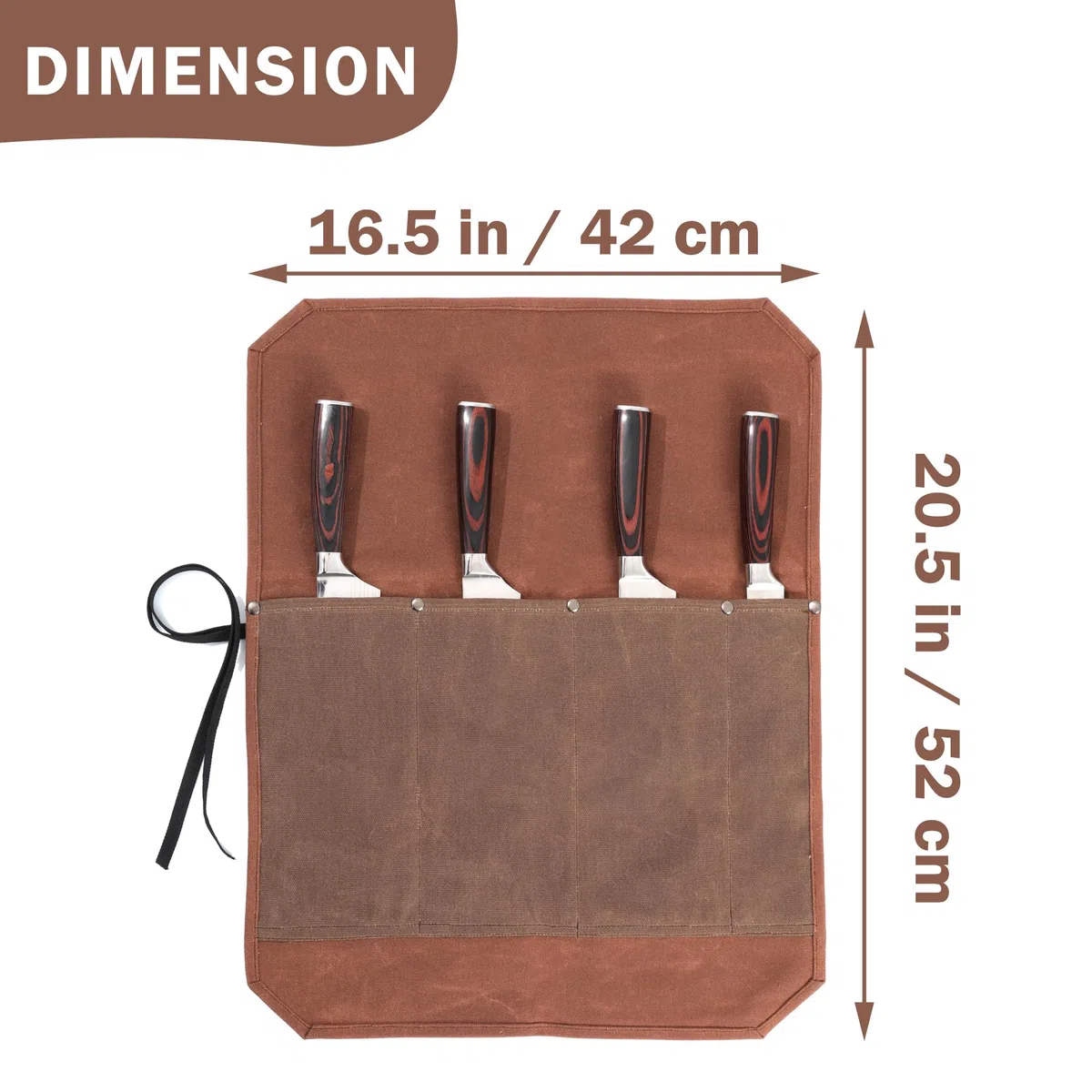 Kaaltisy Étui de Rangement Professionnel pour Couteaux de Chef - en Toile cirée - 4 Fentes - avec Corde à Cravate