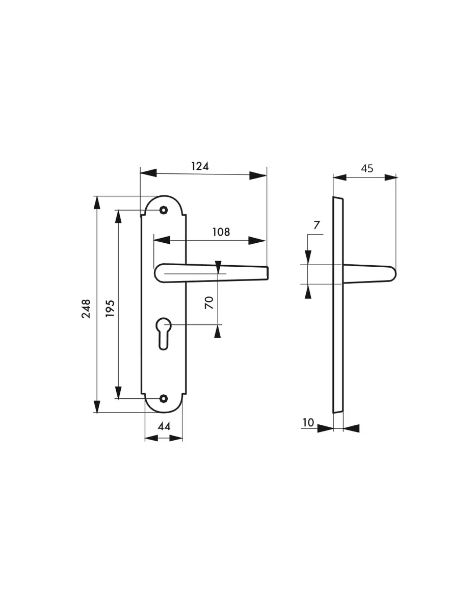 THIRARD - Ensemble de Poignées pour Porte d'Entrée Arthemis - Acier Embouti - Usage Pratique et Esthétique - Trou de Cylindre - Carré 7 mm - Entr'Axes 195 mm - Finition Laiton Patiné - Jaune/Doré