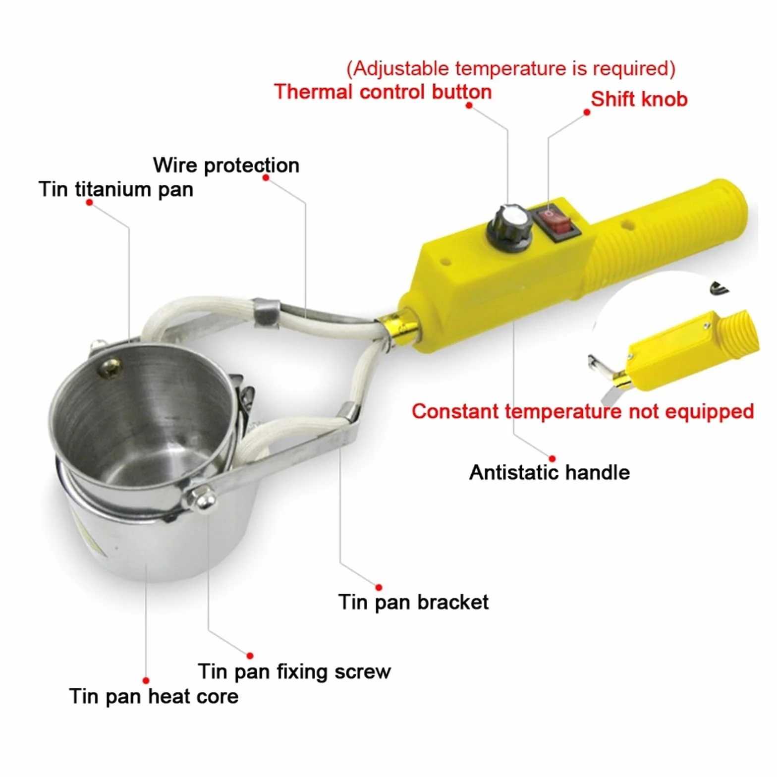 Creuset de Soudure Pot à souder Portable 300W/400W/500W, Four de d'étain, contrôle de température réglable, Outil de Bain à dessouder(500W Temp Control)