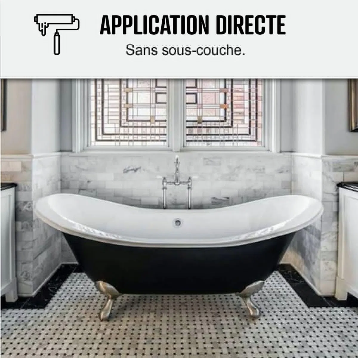 ARCANE INDUSTRIES Peinture Baignoire Lavabo Bac à douche : Résine Salle de Bain pour Baignoire émail, acrylique et fonte - 1 kg (jusqu'à 3 m² en 2 couches) Gris Argent - RAL 7001