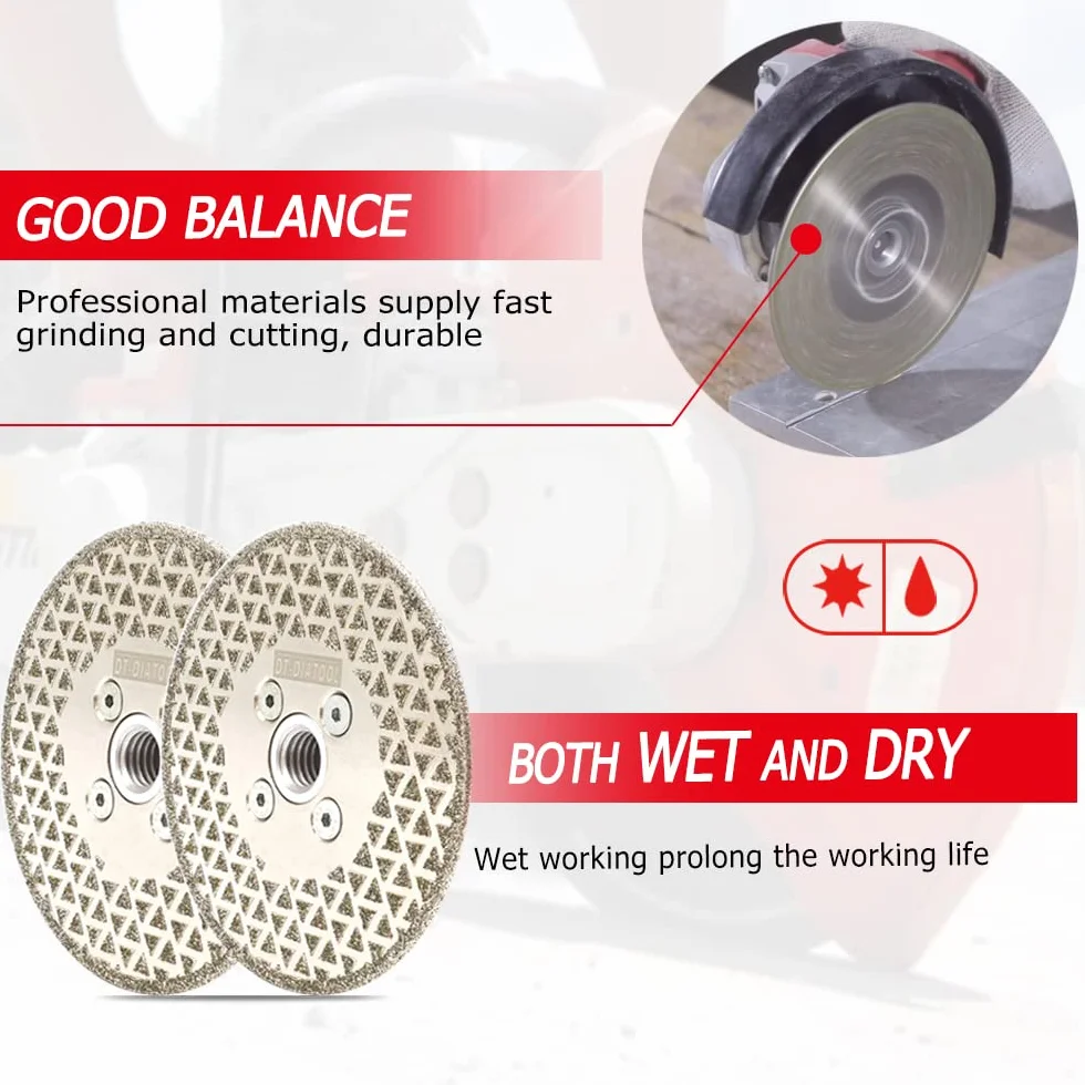 DT-DIATOOL Disque Diamanté à Tronçonner et à Meuler 125 mm x M14 Double Face Électroplaqué pour Pierre Marbre Carreaux Granit