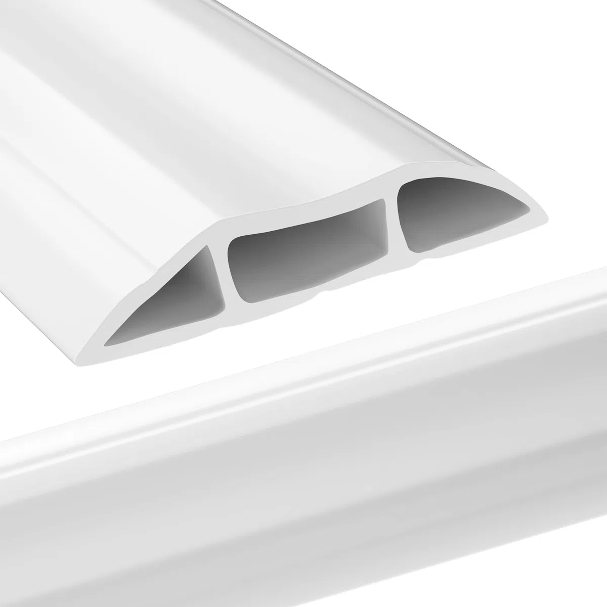 Passe Câble Sol 2M, Blanc Couvre-câble de Sol, Protecteur de câbles de Plancher de 2 mètres avec 3 passages pour câbles et Fils, Cache-câble de Sol, Protection de de câble de Sol