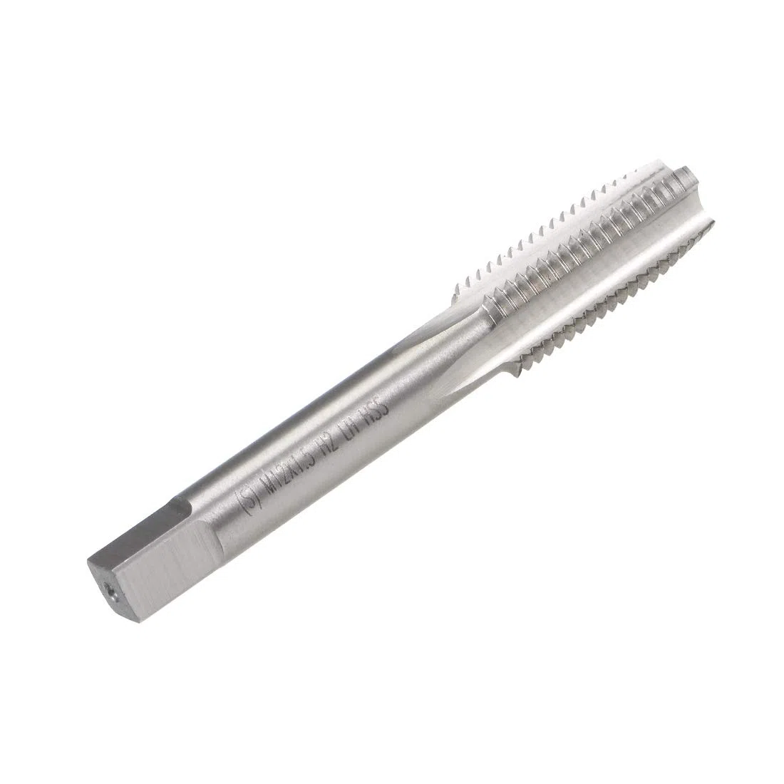 sourcing map Taraud Machine Métrique Gauche Filetage M12 Pas 1.5 H2 4 Flûtes Acier Rapide