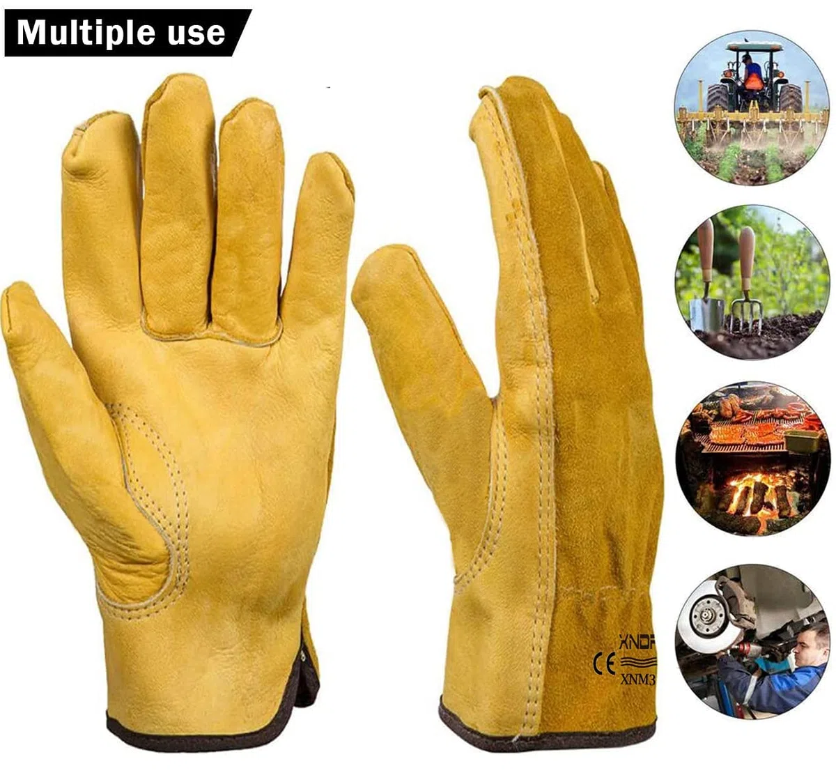 Lot de 2 paires de gants de jardinage pour homme et femme, résistants aux épines, flexibles, respirants et de sécurité pour jardin, cour, mécanicien, soudure (taille M)