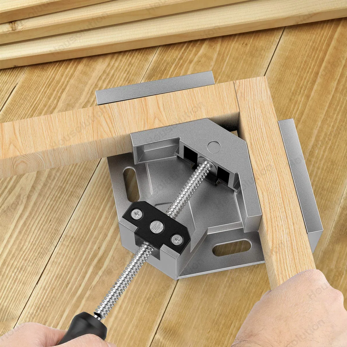 Housolution Lot de 2 pinces d'angle à angle droit en alliage d'aluminium à 90 degrés avec mâchoire pivotante réglable pour le travail du bois, cadre photo - Gris argenté