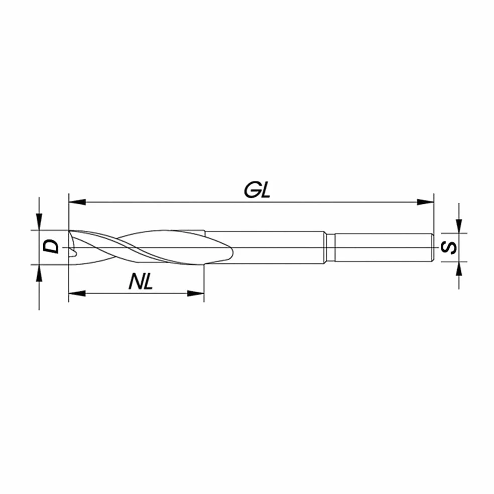 ENT 45242 Mèches à mortaiser hélicoïdale gauche, acier à outils, Diamètre (D) 10 mm, NL 45 mm, GL 140 mm, gauche, S 13 mm