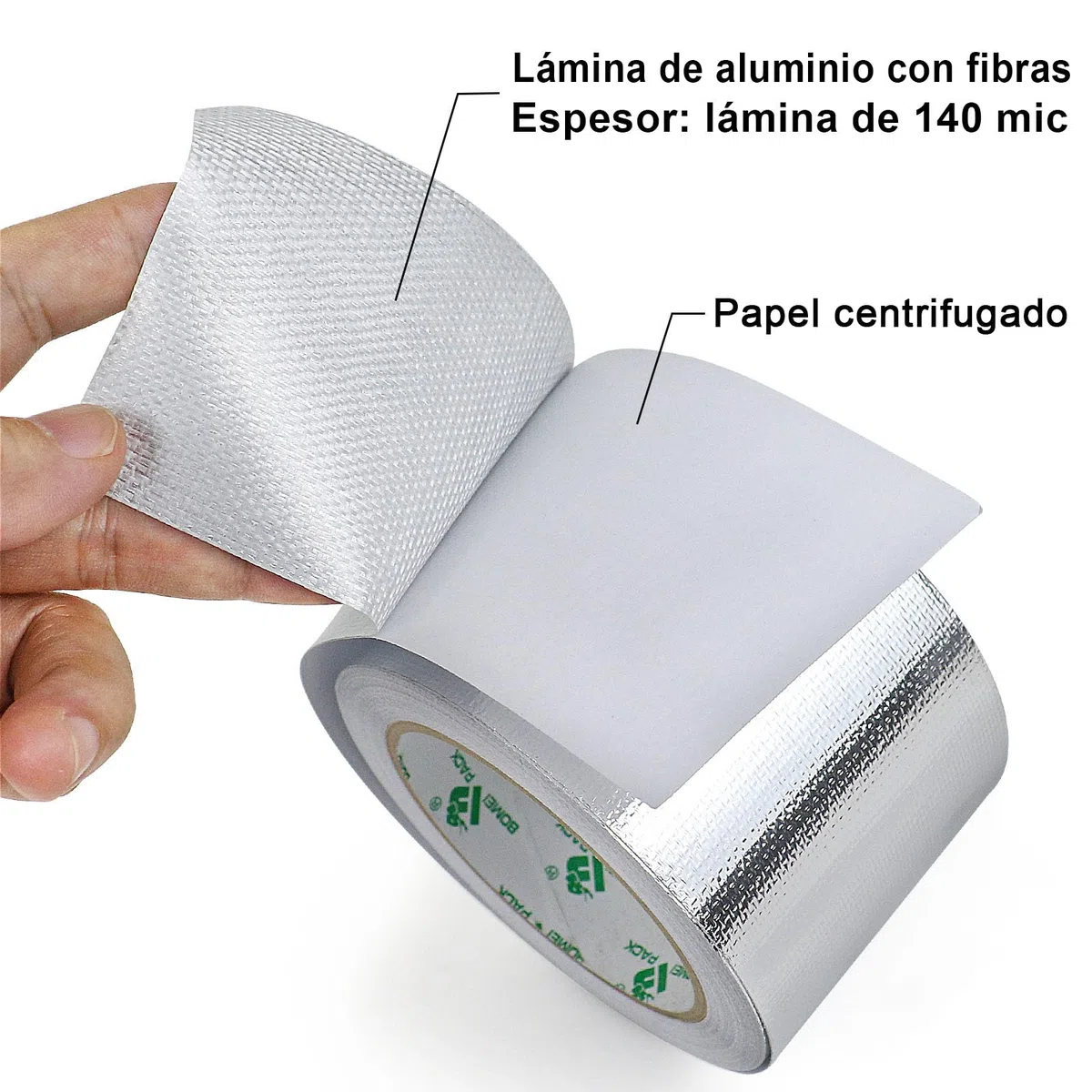 BOMEI PACK Ruban adhésif renforcé en aluminium, 75 mm x 20 m, idéal pour sceller, réparer et isoler les surfaces dans les projets