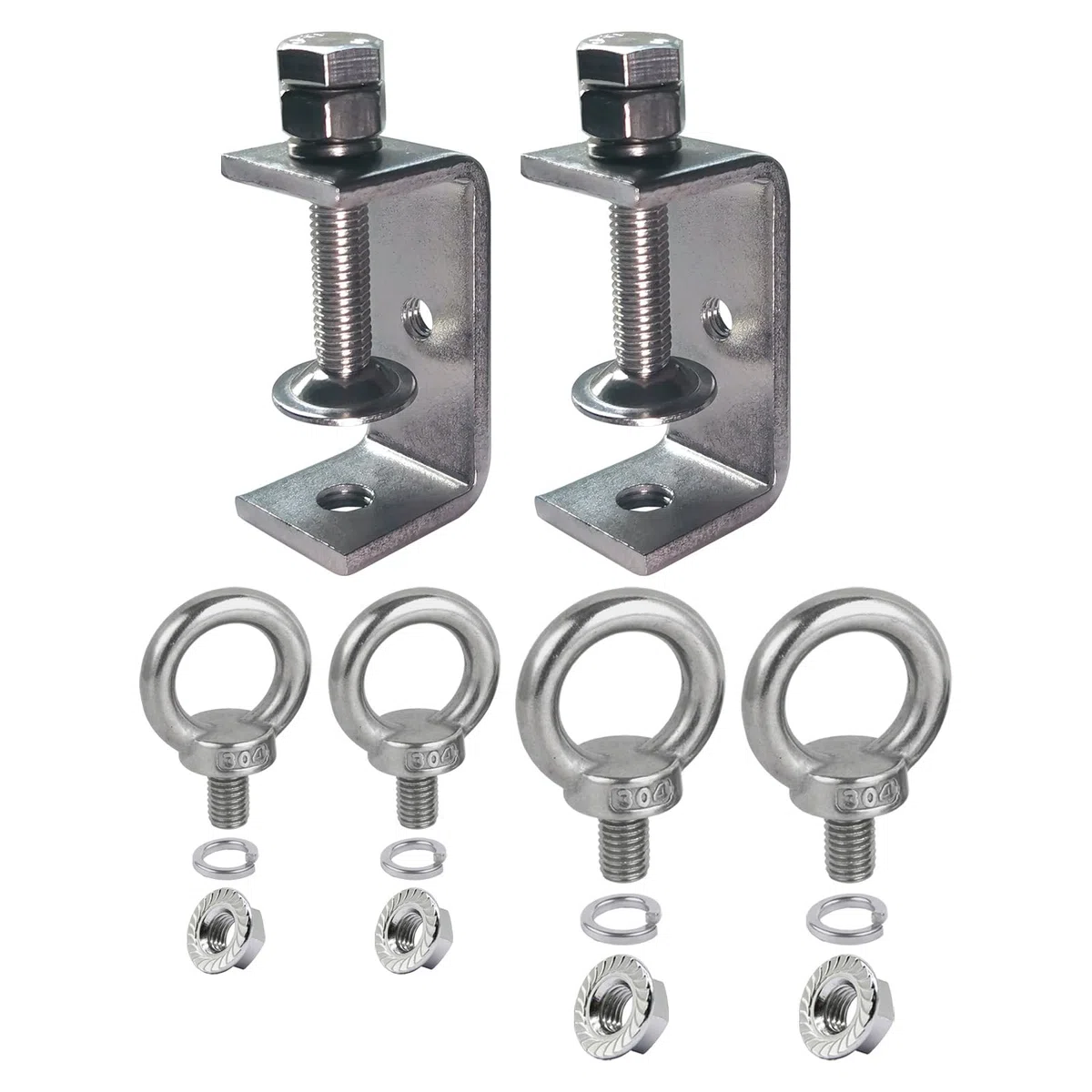 Lot de 6 serre-joints en C en acier inoxydable - Petite pince en C - Plage de serrage réglable de 20 à 50 mm - Ouvertures de mâchoire en C de 55 mm avec vis à anneau M8 M10 pour le travail du