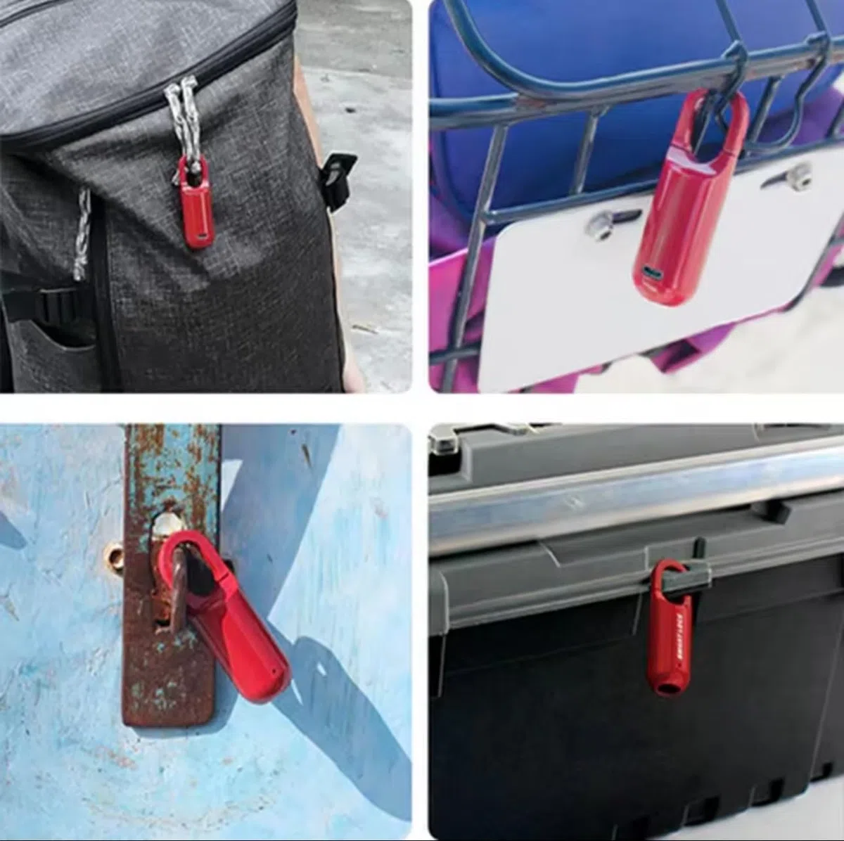 cadena à empreinte digitale, verrou biométrique étanche et rechargeable USB, mémorise 10 empreintes,pour casier d'école, valise, bagage, salle de sport, armoire professionnelle, porte en fer (ROUGE)