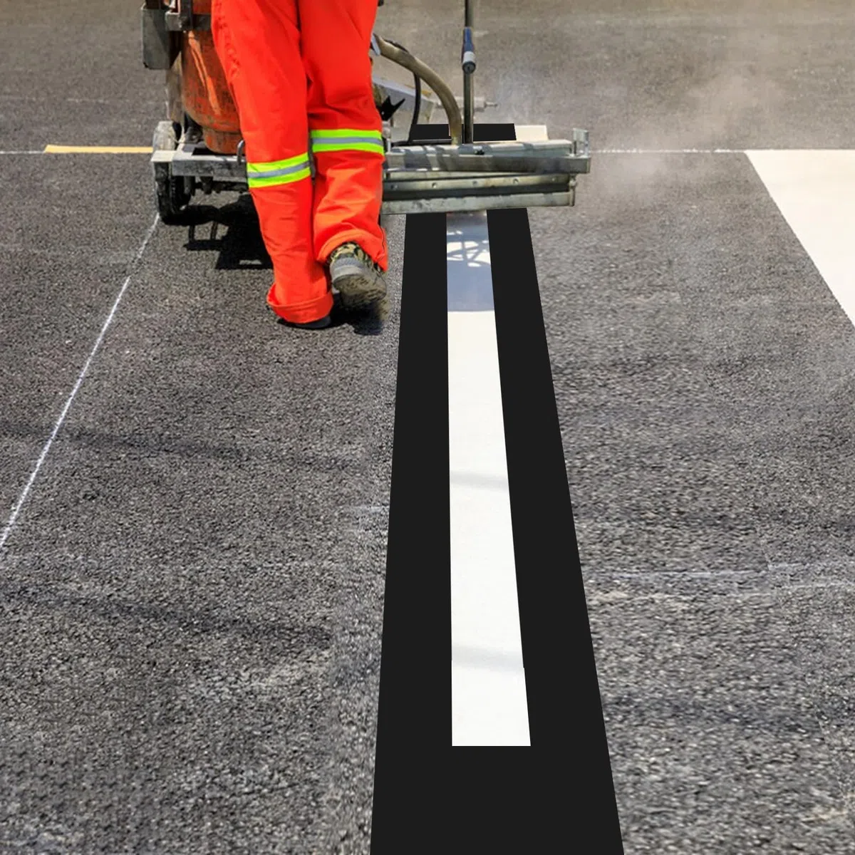 Pochoir en silicone pliable et réutilisable pour peinture de parking et lignes de trottoir, 233,7 x 10,2 cm, noir