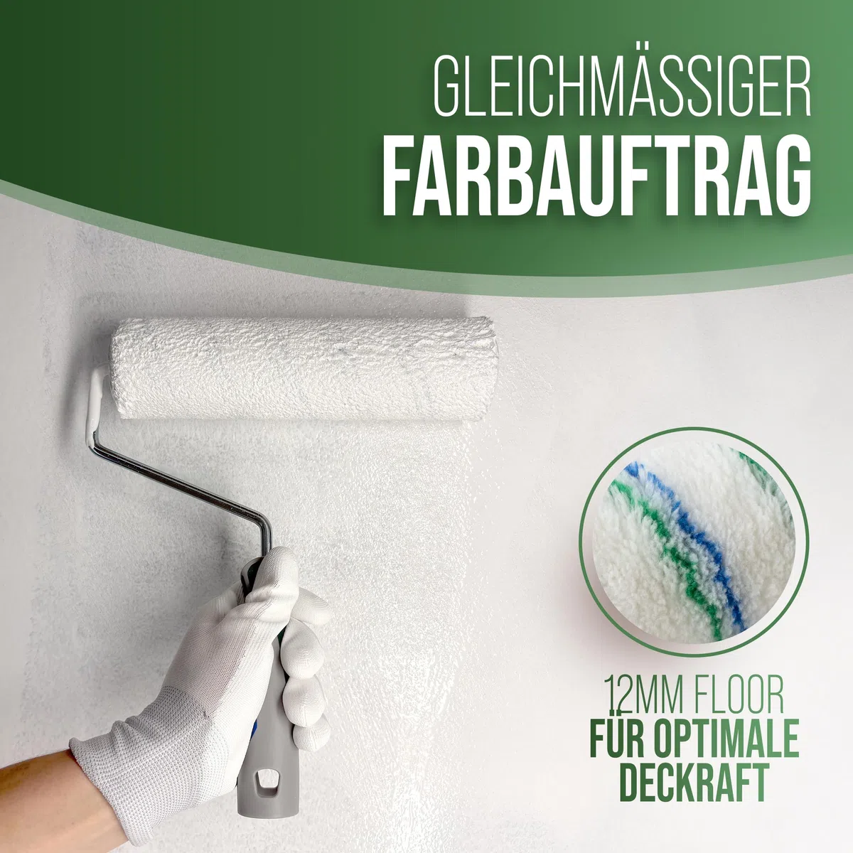 Lot de 5 rouleaux de peinture avec étrier - Rouleau de peinture de 25 cm avec poils de 12 mm - Poignée 3K et prise de style - Rouleaux de peinture pour peinture murale - Outil de peinture