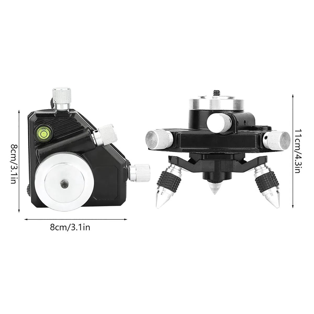 Trépied de Niveau à 360 Degrés, Support Adaptateur de Niveau Support de Trépied en Alliage D'aluminium Standard avec Filetage 1/4" pour Niveau