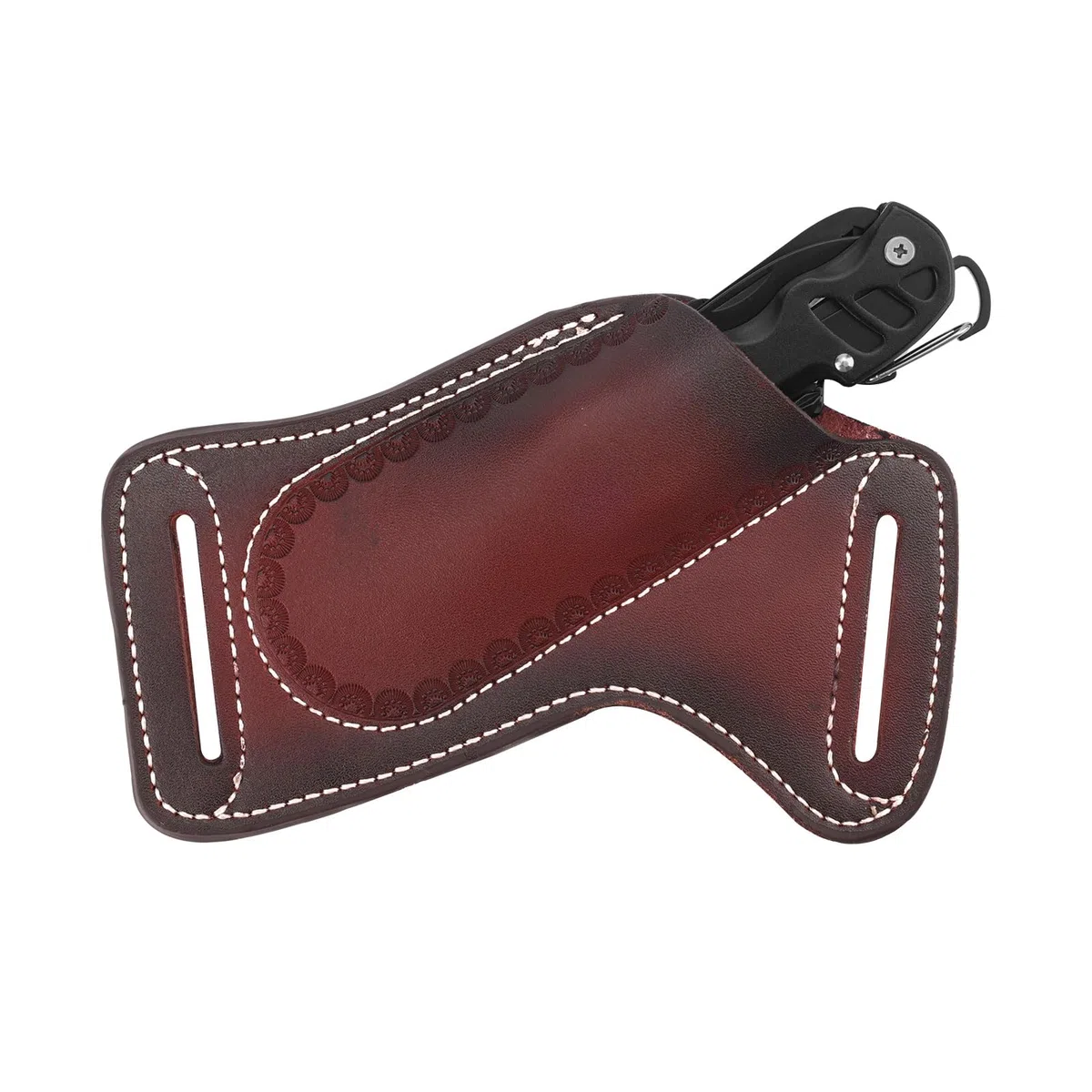Étui à Couteau en Cuir pour Ceinture, Étui à Couteau de Poche Étui à Couteau Porte-Couteau de Poche Pliable Porte-Couteaux Compact pour Outils EDC Cadeau pour Homme (Marron Foncé)