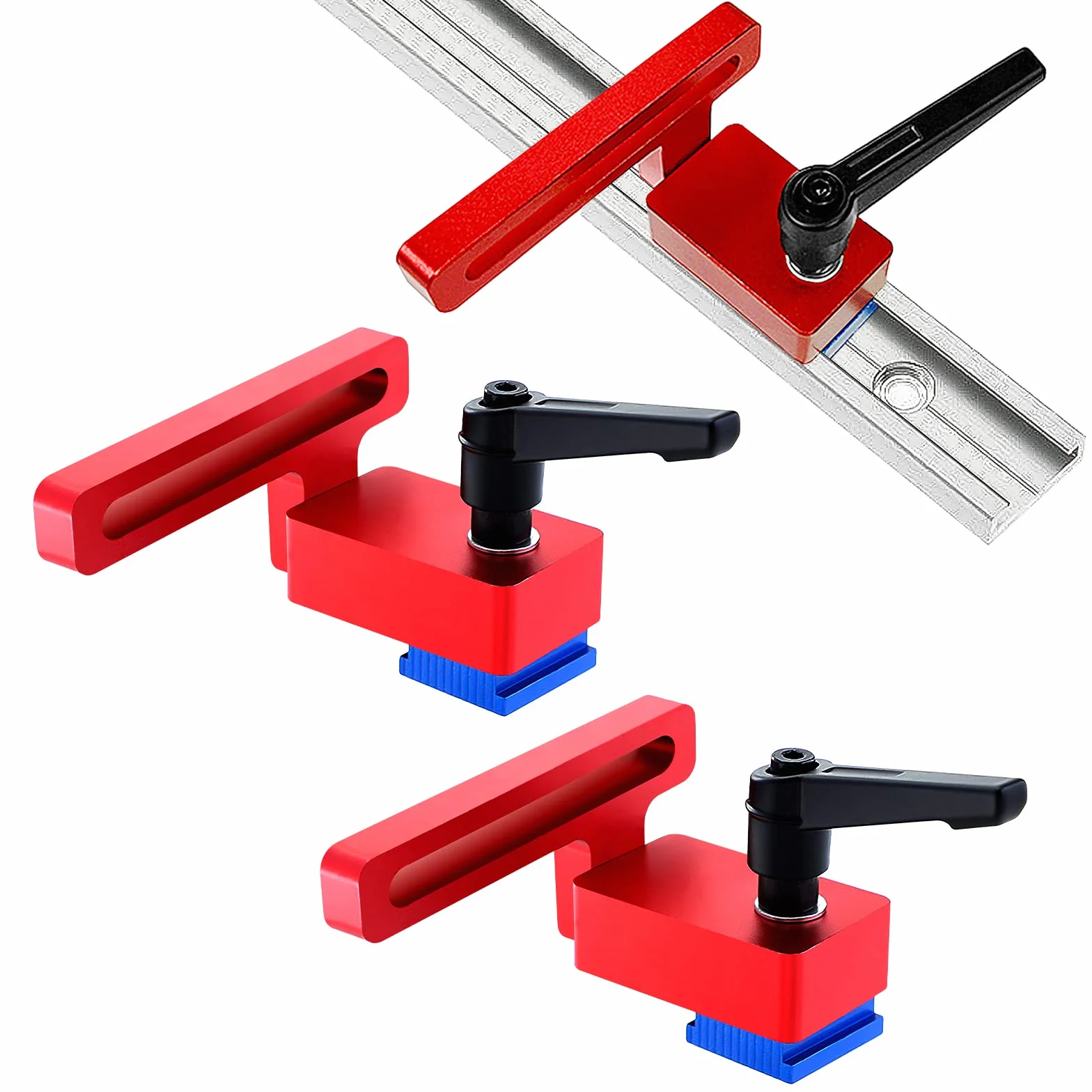 Nizirioo 2 Pièces 30 Type Mitre Track Stop, Fixation T-Slot Mitre Track Stop, Butée De Rail En T, Outil De Menuiserie Mitre Track En Alliage D'Aluminium Butée De Rail À Onglet Arrêts De Rail En T