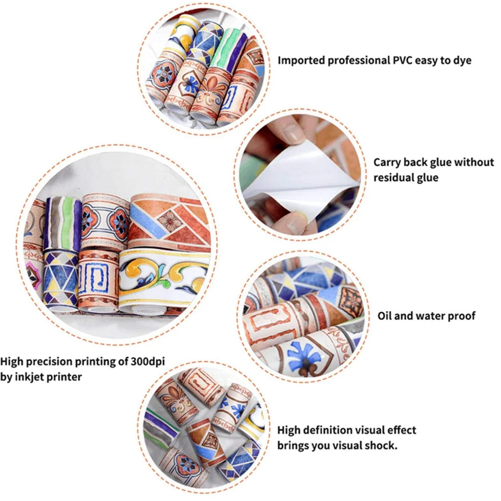 Frise de papier peint autocollant pour cuisine, chambre d'enfant - Noir - Amovible - Imperméable - PVC - 15 cm x 1000 cm