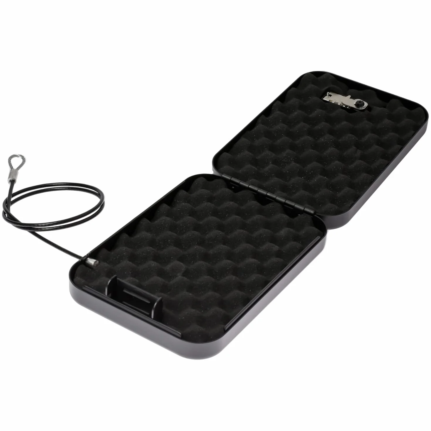 HMF 316-02 Boîte de sécurité avec serrure à combinaison, coffre-fort portable, câble de sécurité | 24 x 16,5 x 4,5 cm | Noir