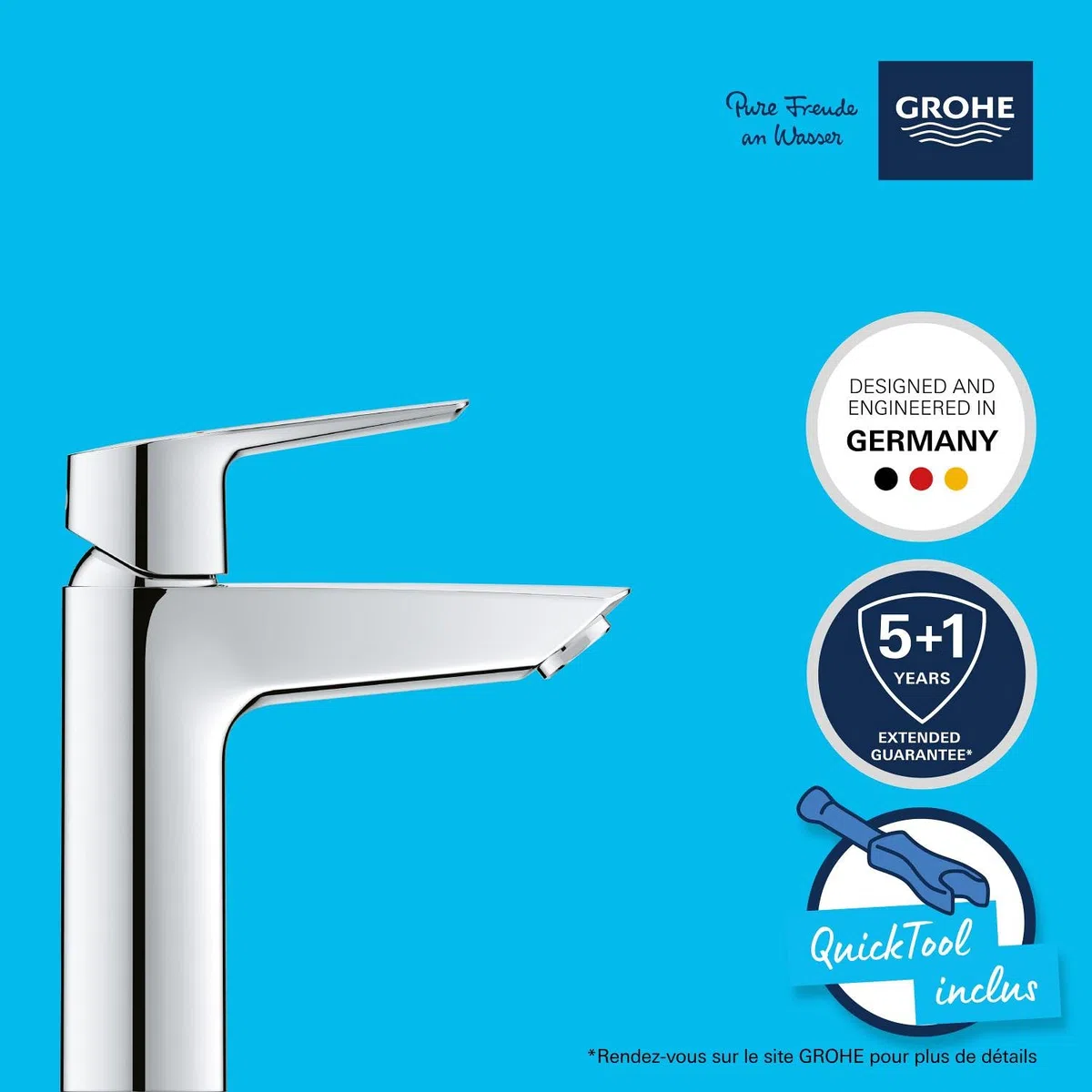 GROHE Robinet de salle de bain, Chromé, Pour le lavabo Taille M