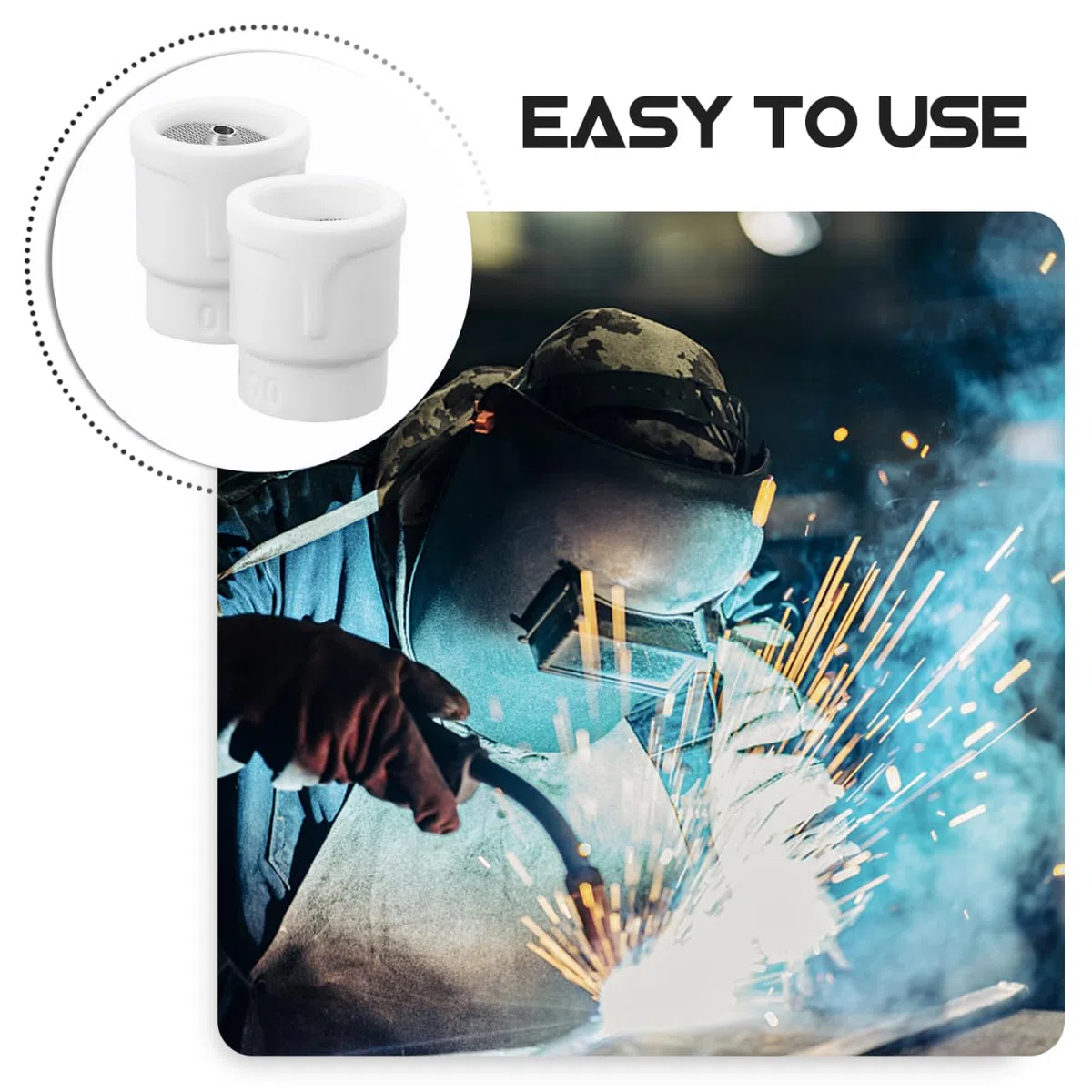 Healvian Tasse En Céramique Tig 2 Pièces Buse Tig Ceramique 10 Accessoire Soudure Pour Torche De Soudage À L'Arc Sous Argon Résistante À La Chaleur Pour Aviation Automobile Machines