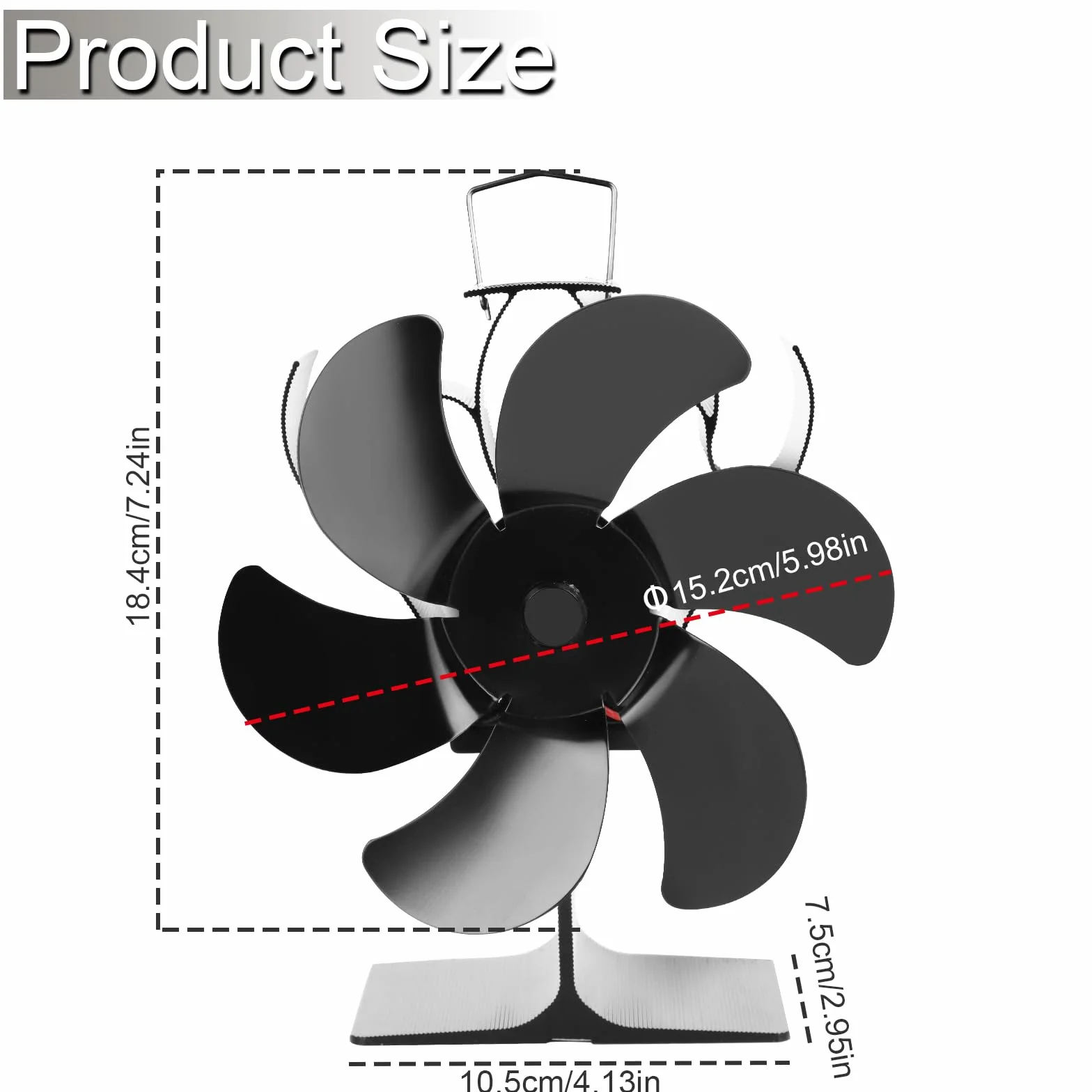 Ventilateur de cheminée à 6 pales, ventilateur de poêle avec télécommande, ventilateur à commande thermique pour poêles à bois et cheminées, fonctionnement silencieux