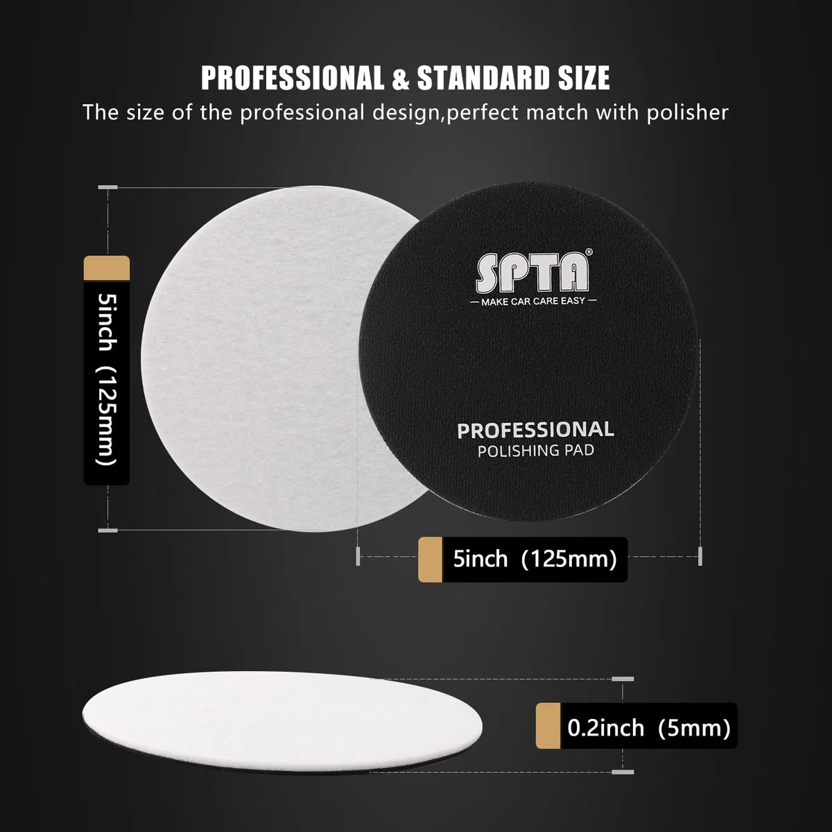 Disque De Polissage Pour Verre, SPTA 5 Pièces 125mm Feutre Microfibre Pour Polissage Des, Feutre Disque De Polissage Pour Marbre élimination Des Rayures Profondes, Kit De Polissage Du Verre