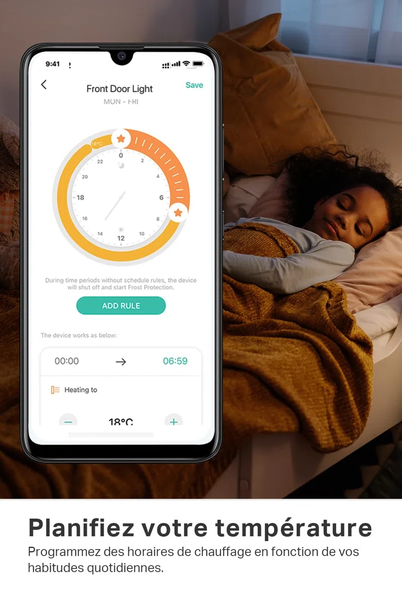 TP-Link Kasa Thermostat Connecté Matter, Compatible avec HomeKit, Alexa et Google Assistant, Réduisez vos factures et contrôlez le chauffage à distance via l'application, Kasa Hub Requis, KE100