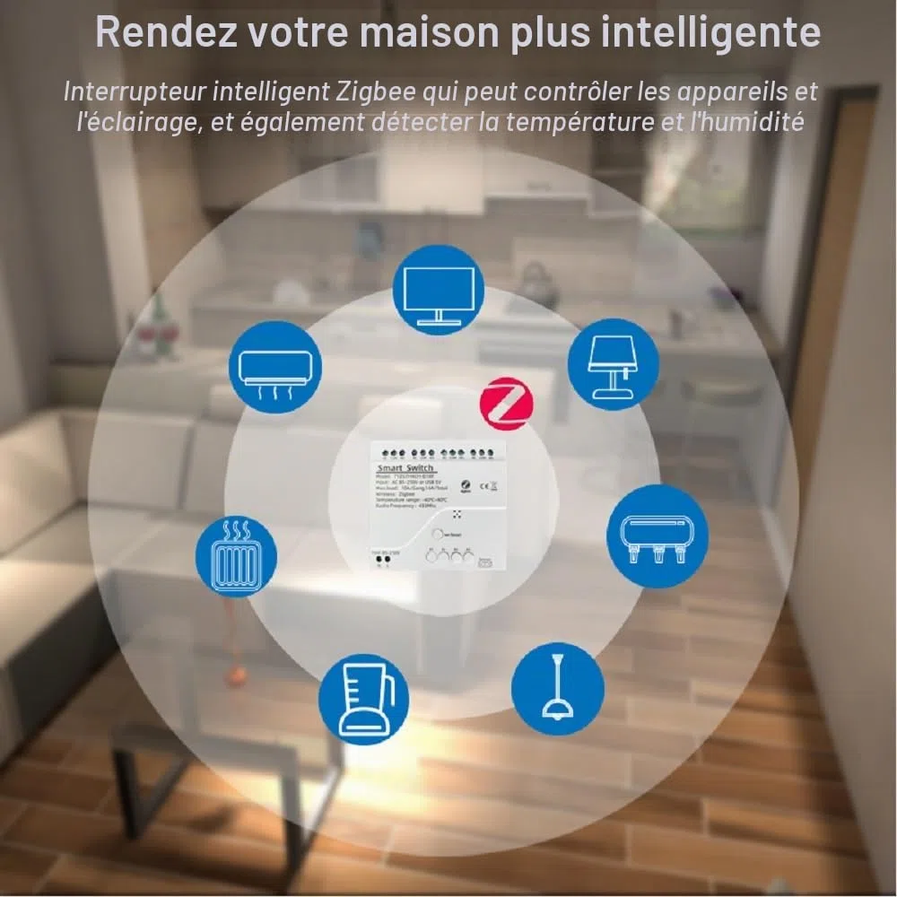 Contrôleur de température Zigbee avec sonde de température étanche, interrupteur 4 relais à contact sec, commande vocale à distance par l'application Tuya (hub Tuya Zigbee requis)