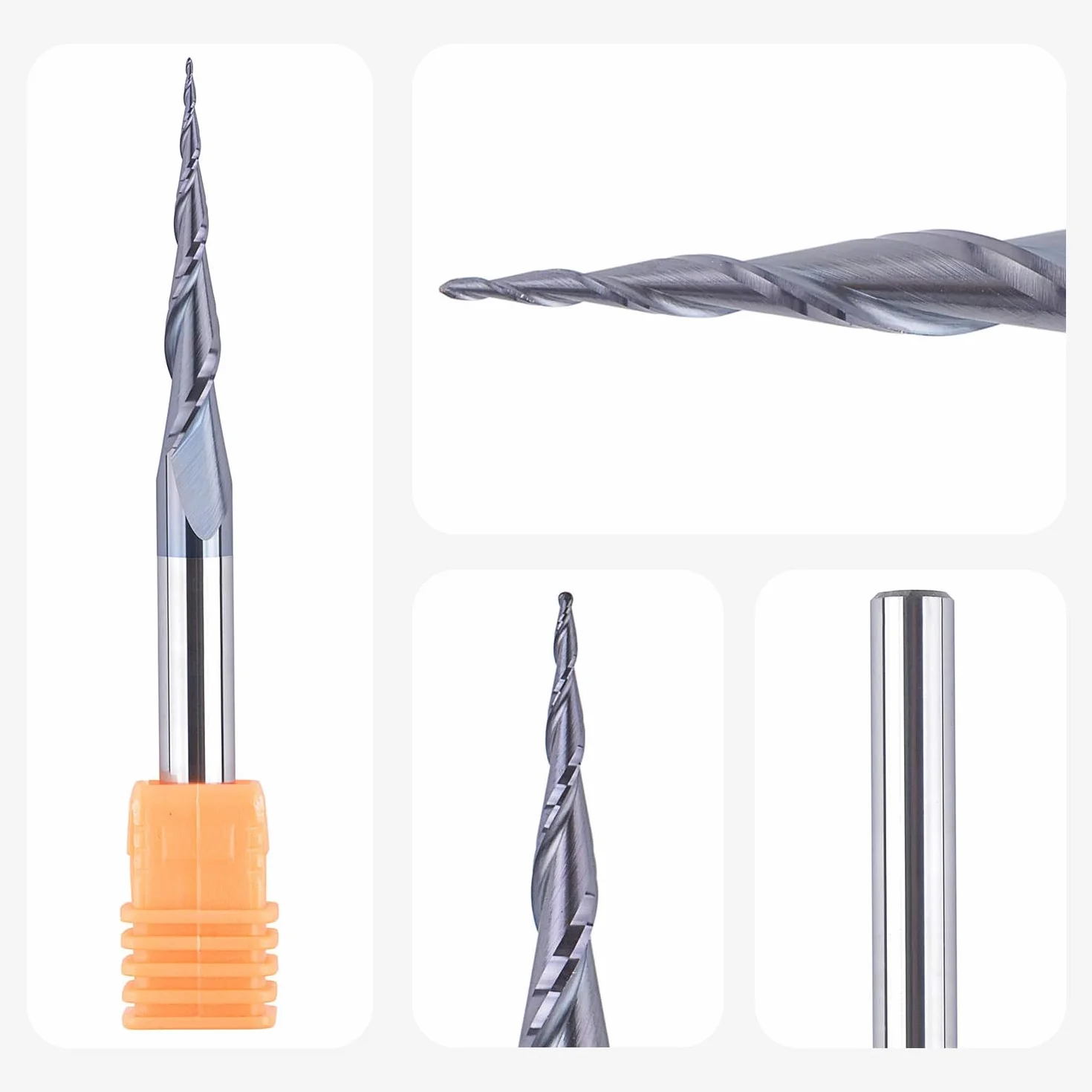 SpeTool Fraise Conique Fraise Defonceuse 6mm Rayon de 0,25 mm Fraise CNC en Carbure de Tungstène 5,2 Degrés avec Revêtement TiAIN pour la Gravure et la Sculpture en 2D et 3D dans le Travail du Bois
