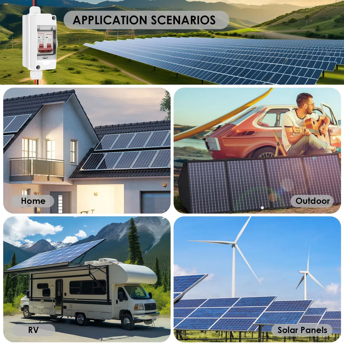 500V 32A Disjoncteur DC pour Installation PV, Sectionneur Solaire, Disjoncteur DC Pour Systèmes Photovoltaïques Réparation Remplacement, IP65 Sectionneur PV Étanche