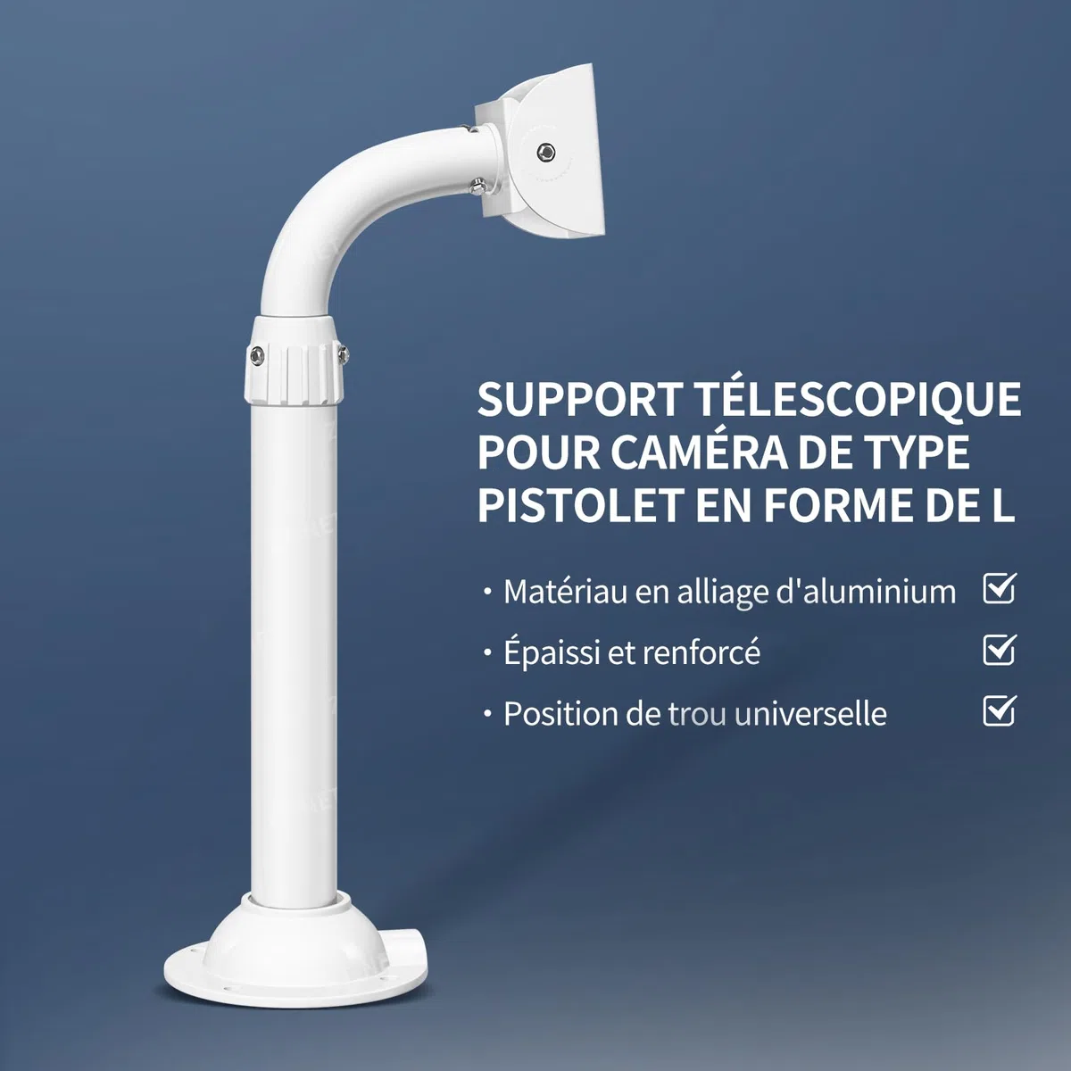 Support Mural Extensible en métal Solide pour caméras de Surveillance de sécurité, Support de Montage réglable de 30-60cm pour caméra de sécurité CCTV IP, Montage Mural et Plafond, J-Pole