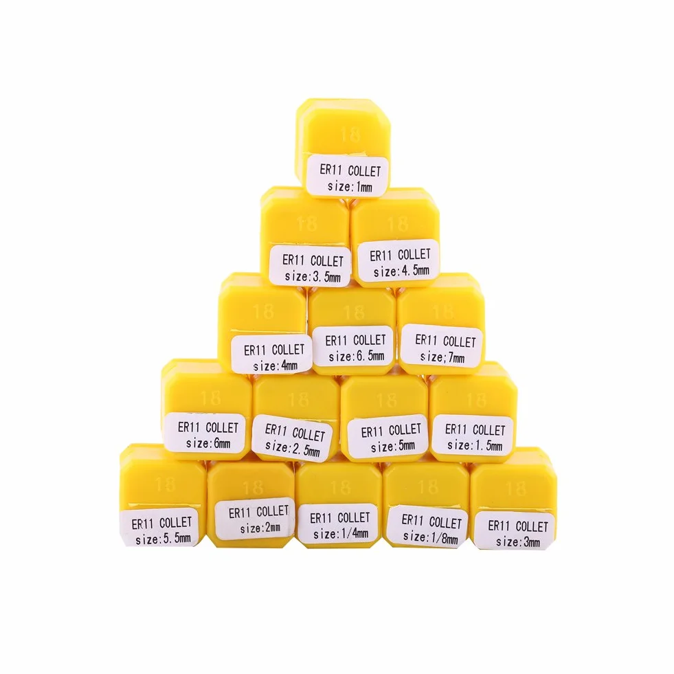 15 Pièces ER11 Jeu de Pinces à Ressort, Broche CNC de Haute Précision ER-11 Pince de Gravure 1/8et 1/4 pour Machine de Gravure CNC et Outils de Tour de Fraisage