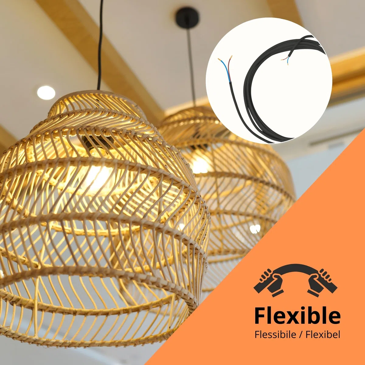 Câble Électrique 25m 2x0.75mm² Noir | H03VV-F Flexible Double Isolation PVC | Installation Intérieure/Extérieure | Résistant | Parfait pour Lampes, Appliques, Connexions, Projets Maison