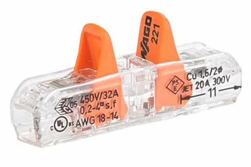 Wago - 221-2411 - Connecteur de passage, avec levier, pour tous les types de conducteurs, maximum 4 mm² (30 pièces)