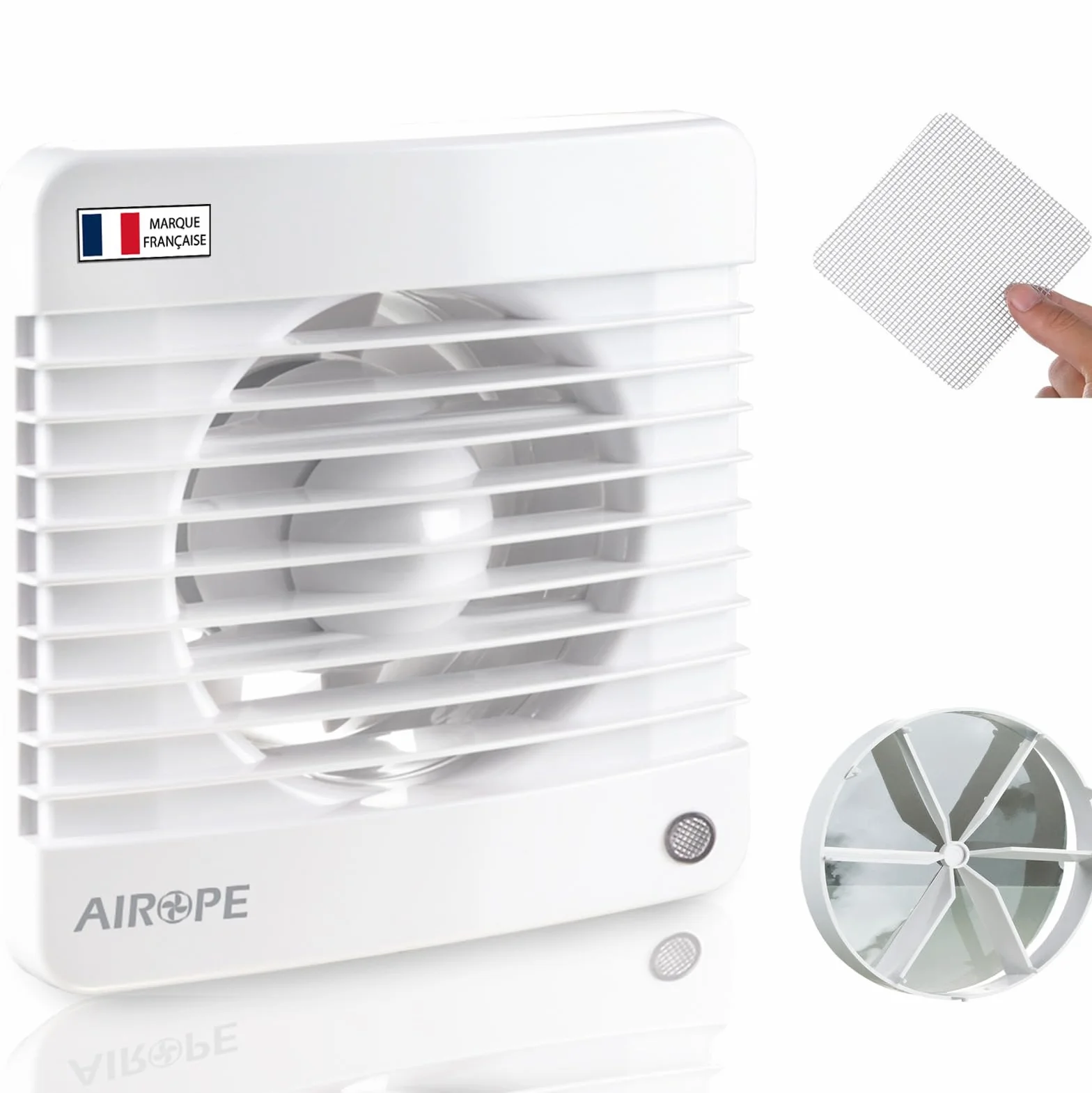 100 mm Ventilateur,Extracteur d'Air,VMC,avec Clapet Anti-Retour + Moustiquaire Intégré,7 W,dB(A) 26, pour Salle de Bain,Cuisine,Bureau,WC,Silencieux,Garantie 5 ANS par AIROPE