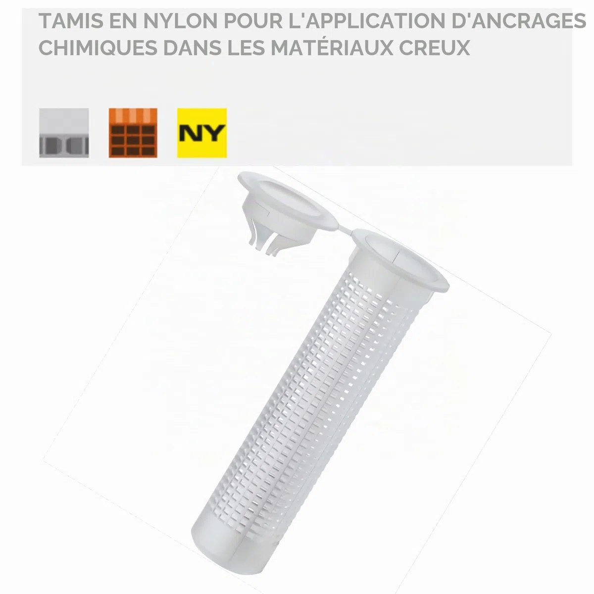 BricoLoco Tamis nylon cheville ancrage chimique pour fixation sur des matériaux tels que la brique ou le béton creux. (20, 20 x 85 (M-14/M-16))