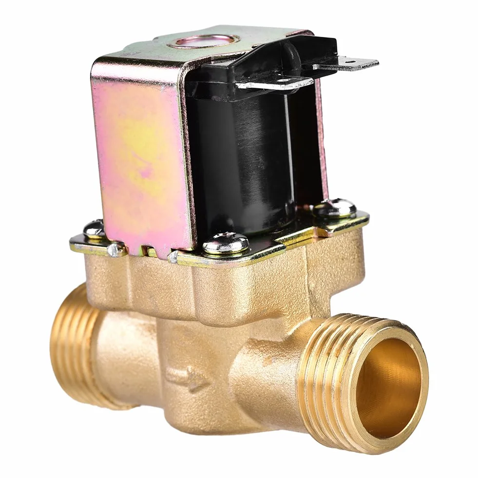 Électrovanne 1/2' DC 24V Normalement Fermée en Laiton, Vanne Électromagnétique pour Contrôle de l'Eau