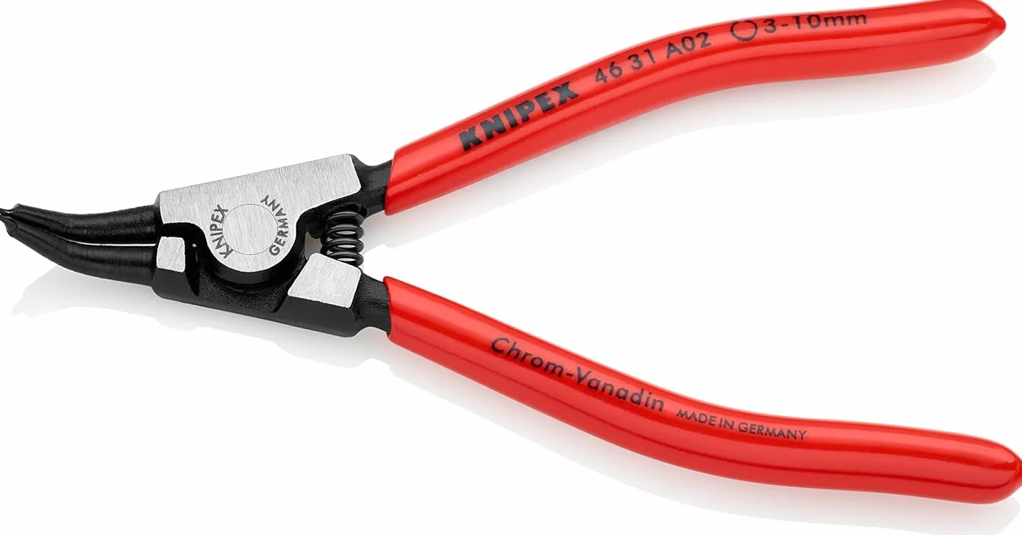 Knipex Pince Circlips DIN 5254 A et DIN 5254 B - Arbre:3-10mm - Pointes:0,9mm, Coudées à 45° -Longueur : 130 mm - Robuste, Forgée, Pointes Solides Antidérapantes - 46 31 A02