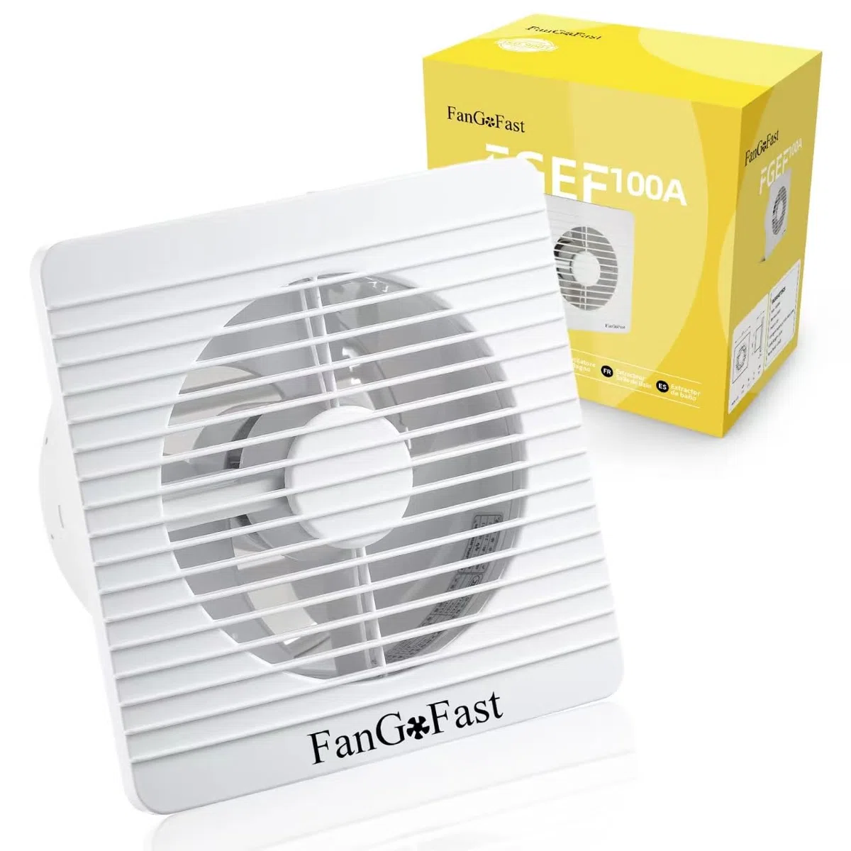 FanGoFast 100mm Ventilateur de Salle de Bain Silencieux Extracteur d'Air Blanc au Plafond et Montage Mural avec Clapet Anti-Rretour pour WC Cuisine Fenêtre Loft et Cave