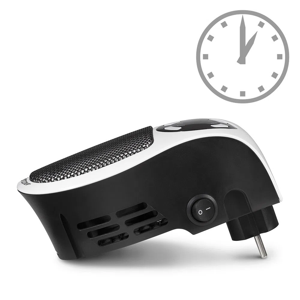 TROTEC Mini-chauffage pour prise murale TFC 1 E | Chauffage de 500 watts | 2 vitesses de ventilation | Fonction d'horloge (1−12 heures) | 10 m²/25 m³ max.