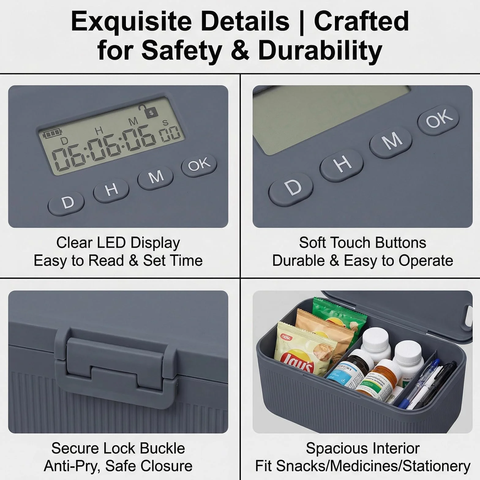 Boîte de verrouillage à durée sécurisée, coffre-fort pour téléphone portable avec serrure à minuterie, boîte verrouillable, boîtes à magazines, boîte de verrouillage pour téléphone portable, gestion