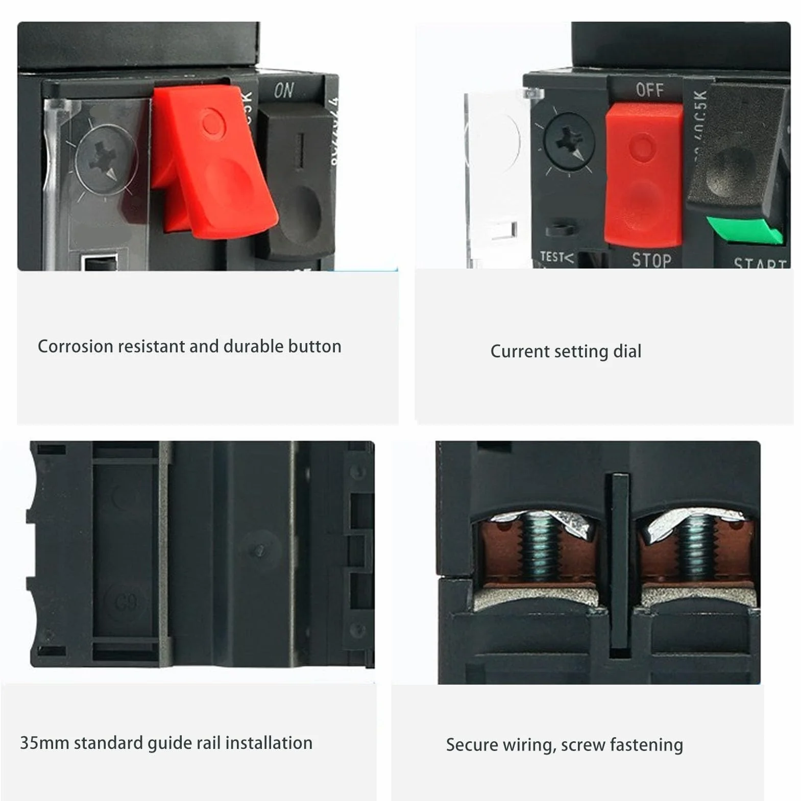 Disjoncteur de Protection de Moteur AC690V, Interrupteur de Protection de Moteur Manuel Thermique et Magnétique avec Bouton de Commande pour Divers Moteurs (GV2-ME14 6-10A)