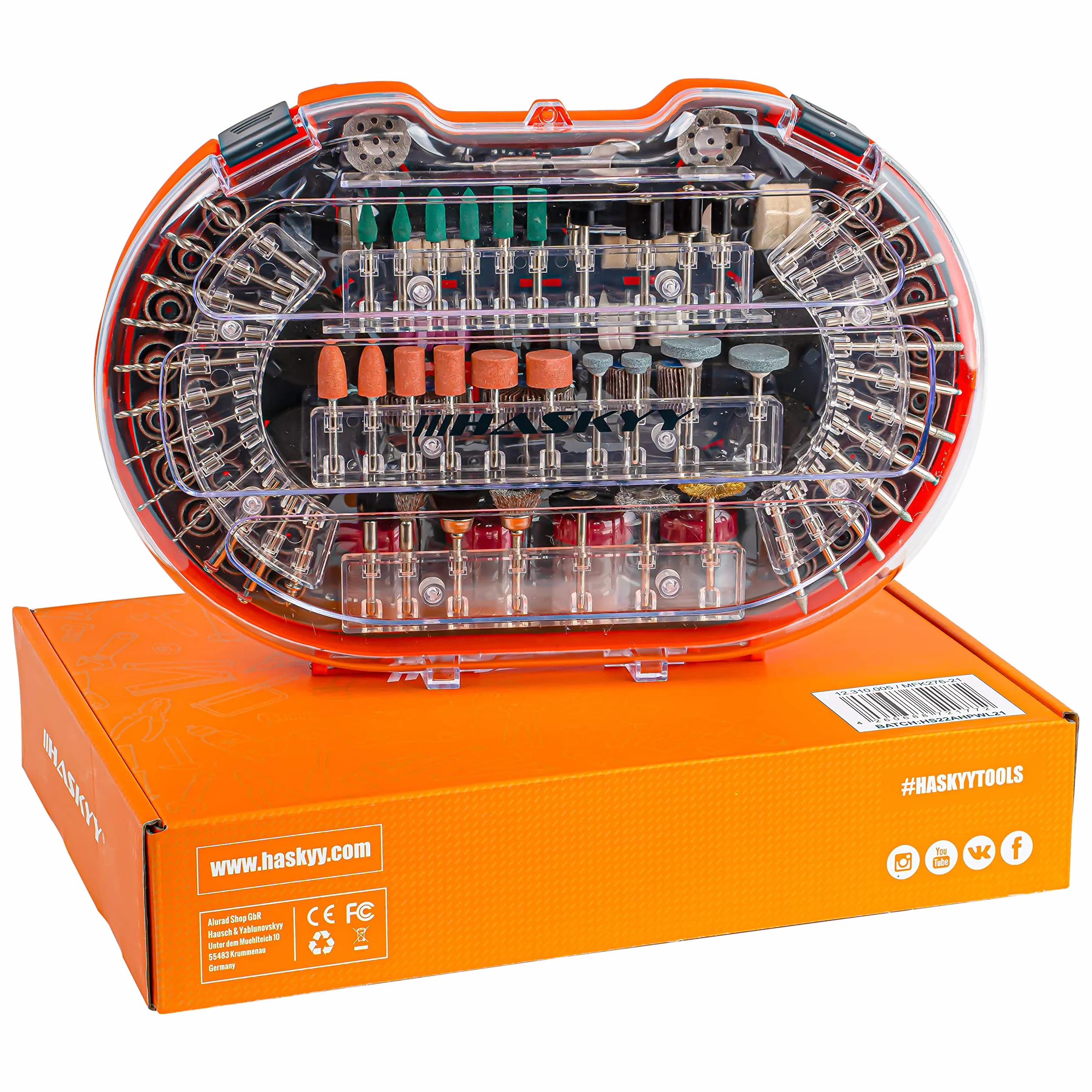 HASKYY Kit Accessoires Outil Rotatif 276 Pièces pour Ponçage, Découpe, Polissage, Gravure et Perçage – Coffret avec Disques à Tronçonner, Accessoires de Polissage et Mini Forets