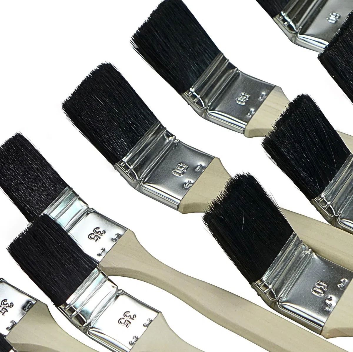 ROTIX - 98044 | 12 pinceaux pour radiateur 35-50-60 mm | Poils mélangés noirs | Qualité artisanale